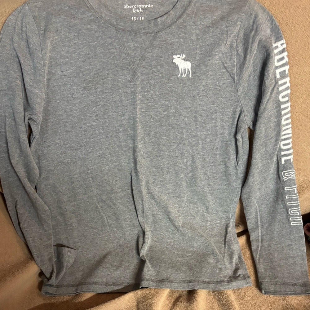 Abercrombie Kids Heather Gray Logo Tee